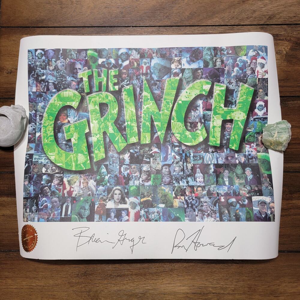 VTG The Grinch Movie Poster w/ Ron Howard & Brian Grazer Autograph (preprint)